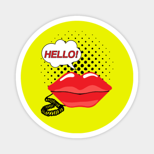 Retro Red Lips Telephone Pop Art Magnet